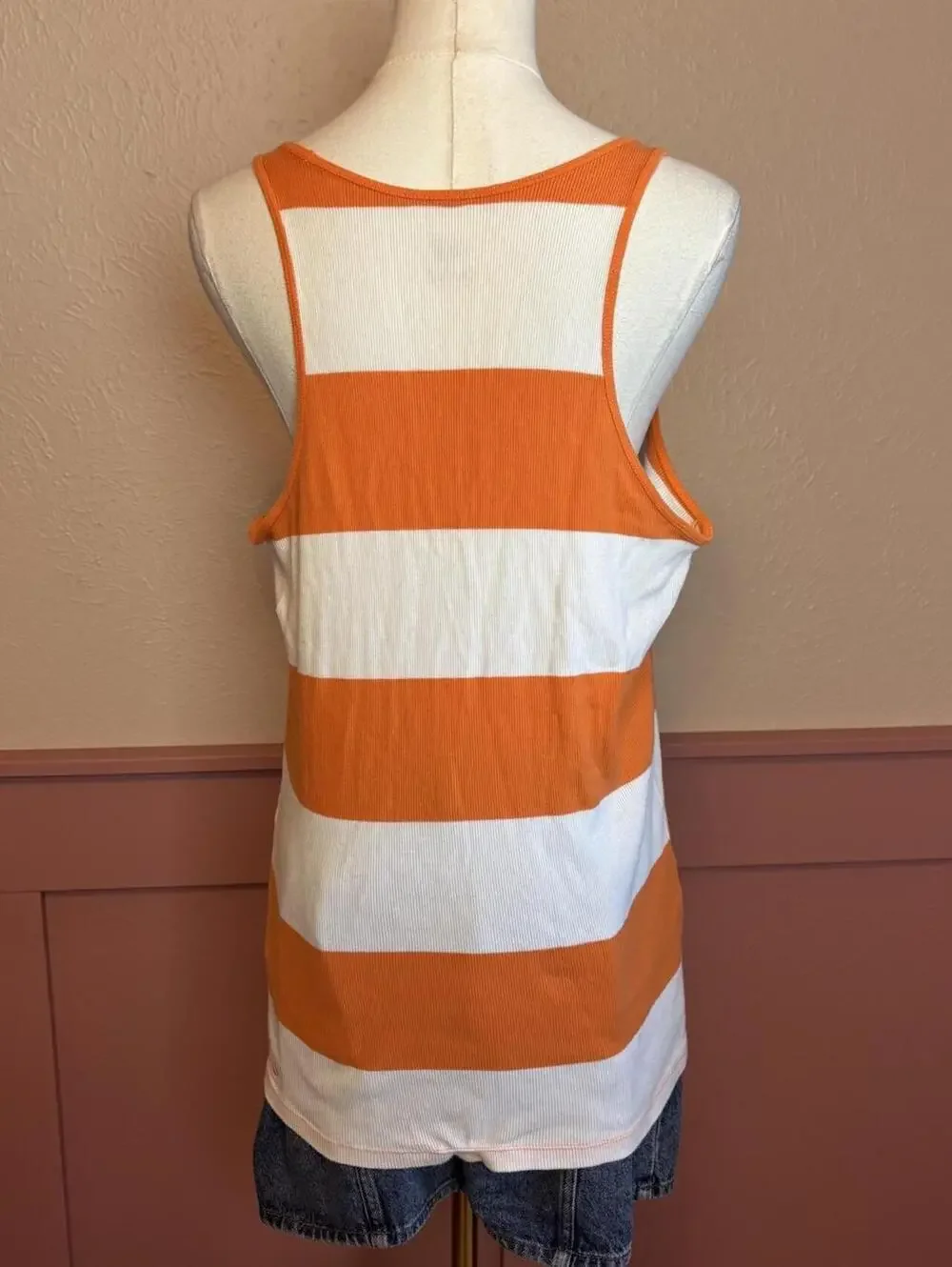 vintage nike striped fitted tank white orange sz XL y2k 2000s playground prep